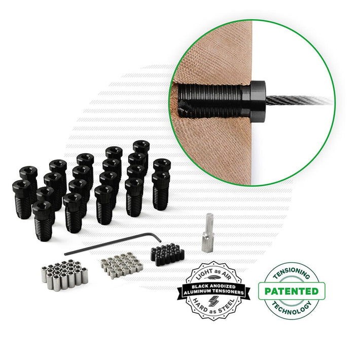 Black Cable Tensioner for Wood Posts Tensioners Cable Bullet Standard (1-1/2") 20 Tensioner Kits with Drivers