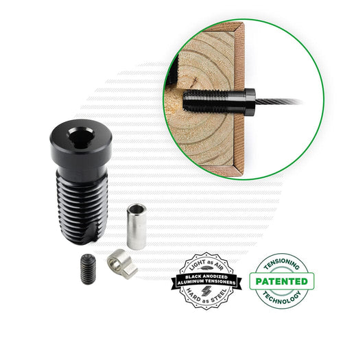 Black Cable Tensioner for Wood Posts Tensioners Cable Bullet Standard (1-1/2") Single Tensioner Kit