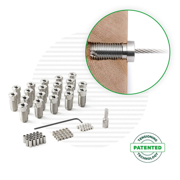 Cable Rail Tensioner Kit for Wood Posts Tensioners Cable Bullet Standard (1-1/2") 20 Tensioner Kits with Drivers