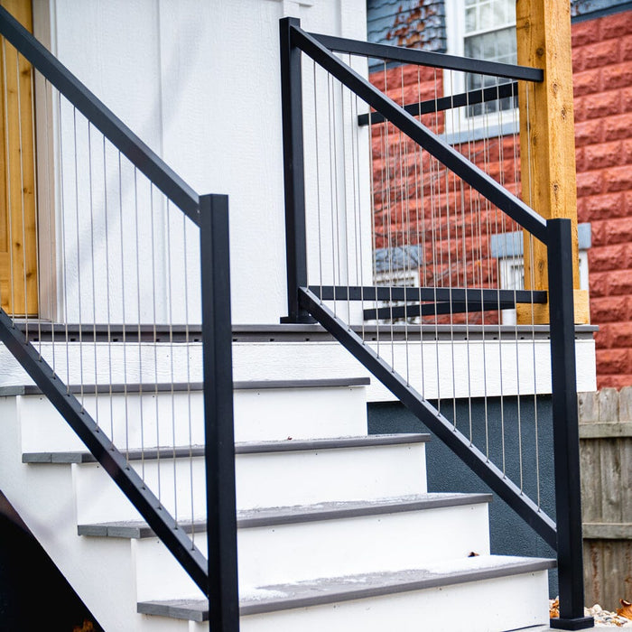 Summit Series Vertical Cable Railing Stair Panel Posts Cable Bullet