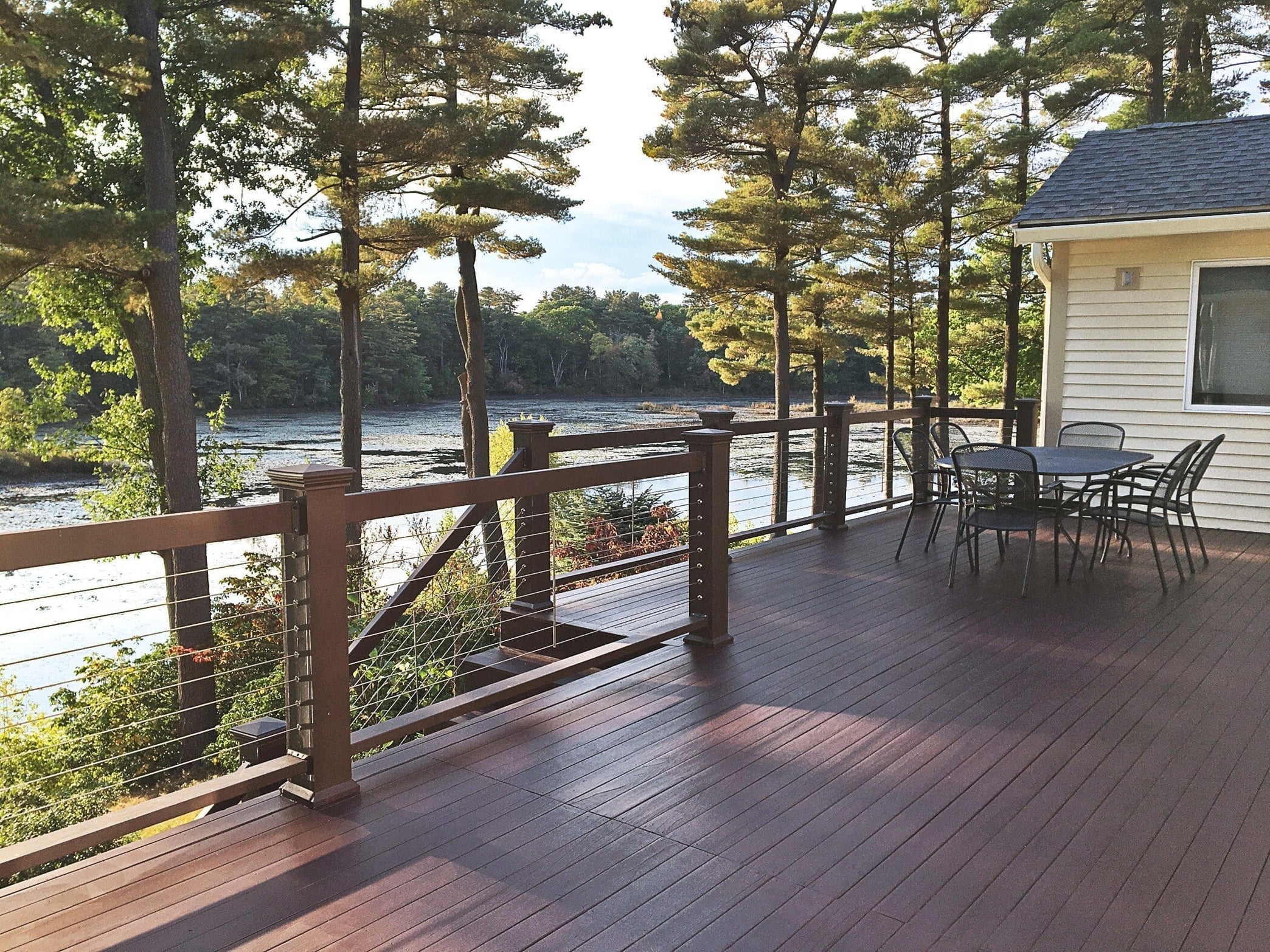 DIY Cable Railing Project: Beaver Pond Road Wood Post Deck | Cable Bullet