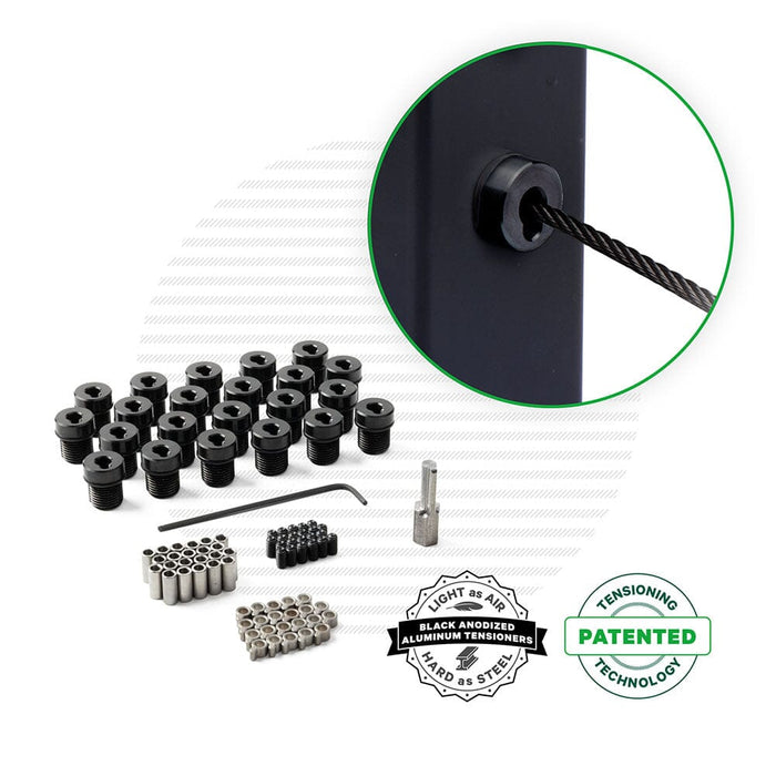 Black Cable Tensioner for Metal Posts Tensioners Cable Bullet 22 Tensioner Kits with Drivers 