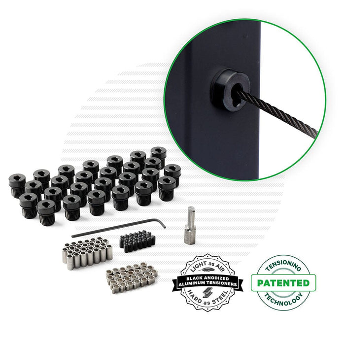 Black Cable Tensioner for Metal Posts Tensioners Cable Bullet 26 Tensioner Kits with Drivers 