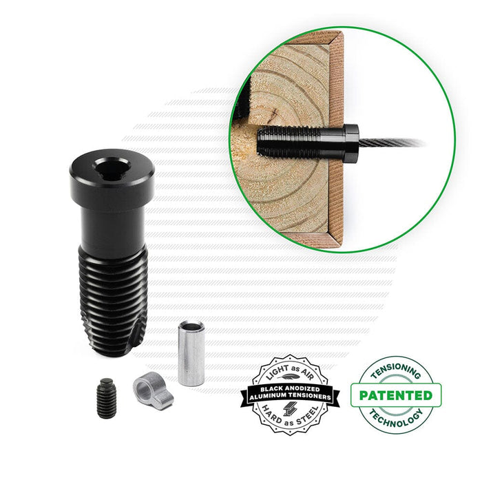 Black Cable Tensioner for Wood Posts Tensioners Cable Bullet XL (1-7/8") Single Tensioner Kit 