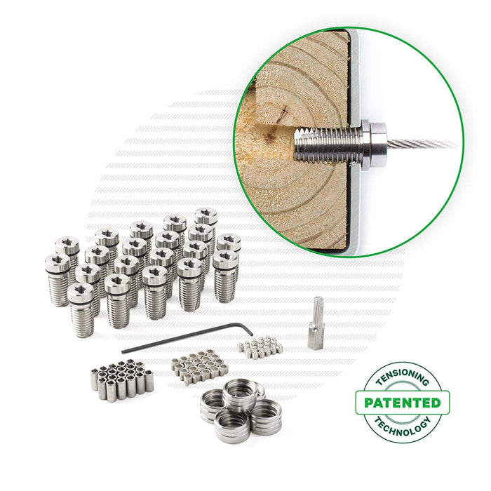 Cable Rail Tensioner Kit for Vinyl or Composite Post Sleeves Tensioners Cable Bullet Standard (1-1/2") 20 Tensioner Kits with Drivers 