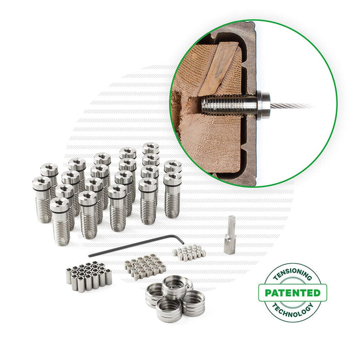 Cable Rail Tensioner Kit for Vinyl or Composite Post Sleeves Tensioners Cable Bullet XL (1-7/8") 20 Tensioner Kits with Drivers 
