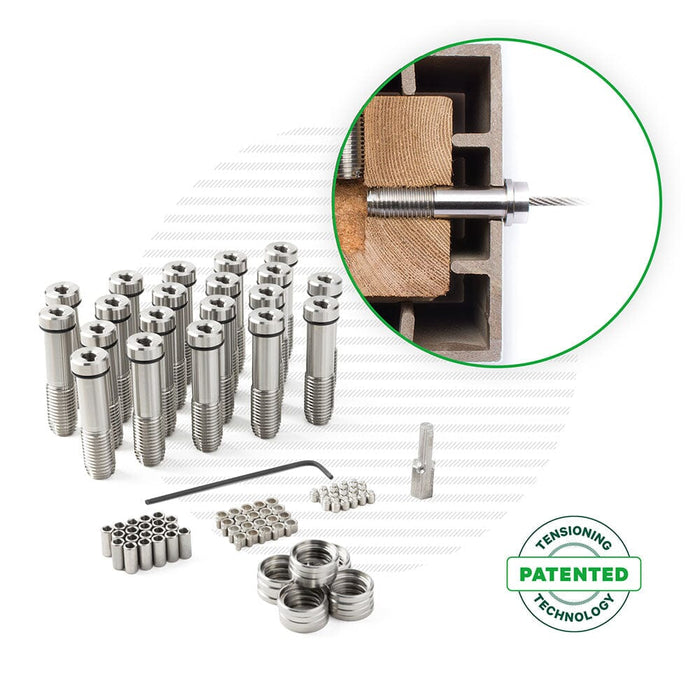 Cable Rail Tensioner Kit for Vinyl or Composite Post Sleeves Tensioners Cable Bullet XXL (2-3/4") 20 Tensioner Kits with Drivers 