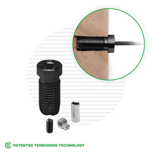 Cable Rail Tensioner Kit for Wood Posts | Black Finish Cable Bullet Standard (1-1/2") Single Tensioner Kit 