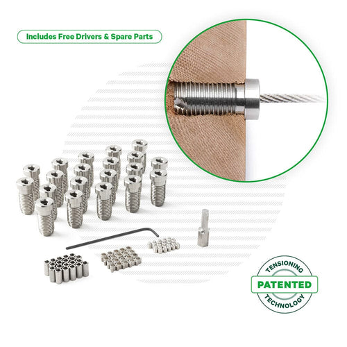 Cable Tensioner for Wood Posts Tensioners Cable Bullet Standard (1-1/2") 20 Tensioner Kits with Drivers 