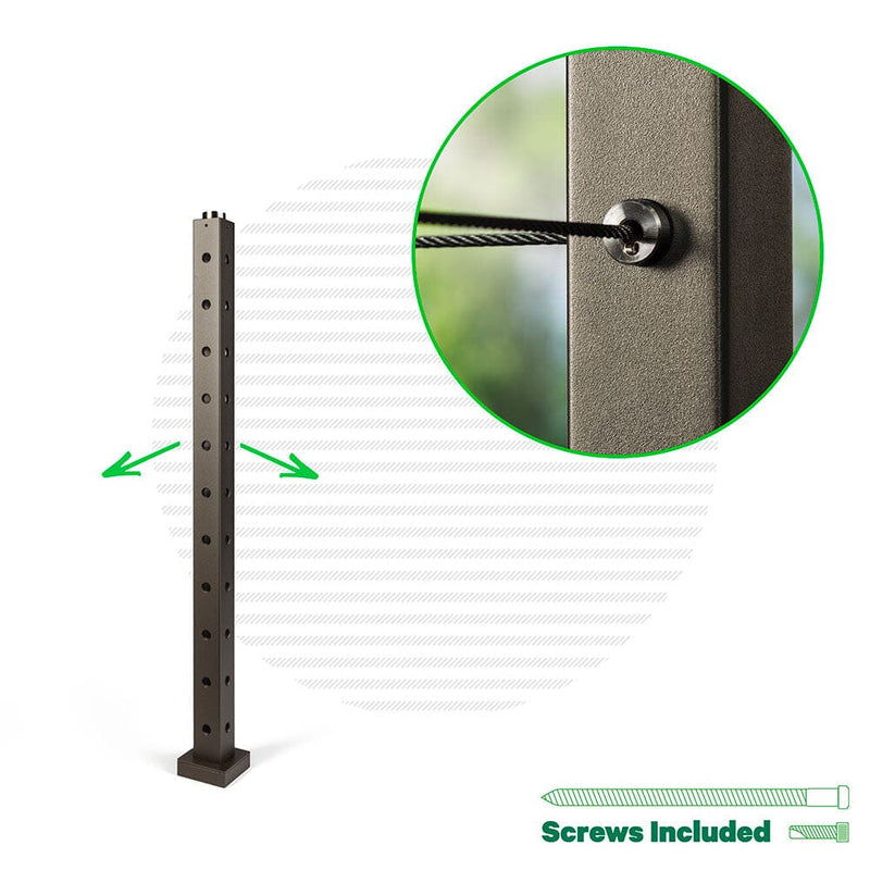 Signature Classic Top Mount Terminal Post Posts Cable Bullet Corner Post 36" (11 Cables) Bronze
