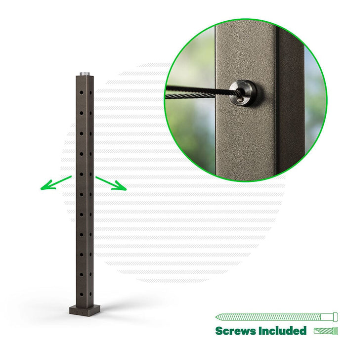 Signature Classic Top Mount Terminal Post Posts Cable Bullet Corner Post 36" (11 Cables) Bronze