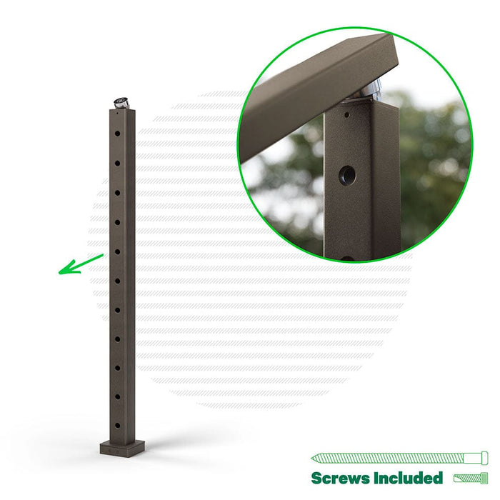 Signature Classic Top Mount Terminal Post Posts Cable Bullet Top of Stair End Post 36" (11 Cables) Bronze