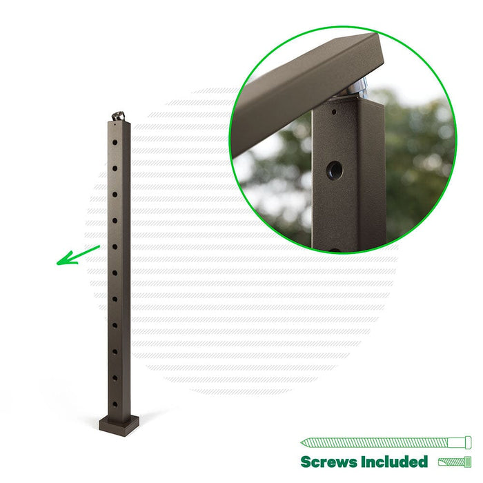 Signature Classic Top Mount Terminal Post Posts Cable Bullet Top of Stair End Post 36" (11 Cables) Bronze