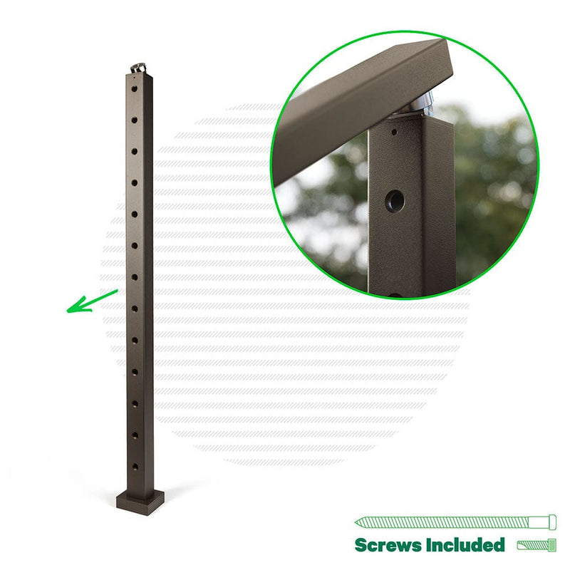 Signature Classic Top Mount Terminal Post Posts Cable Bullet Top of Stair End Post 42" (13 Cables) Bronze