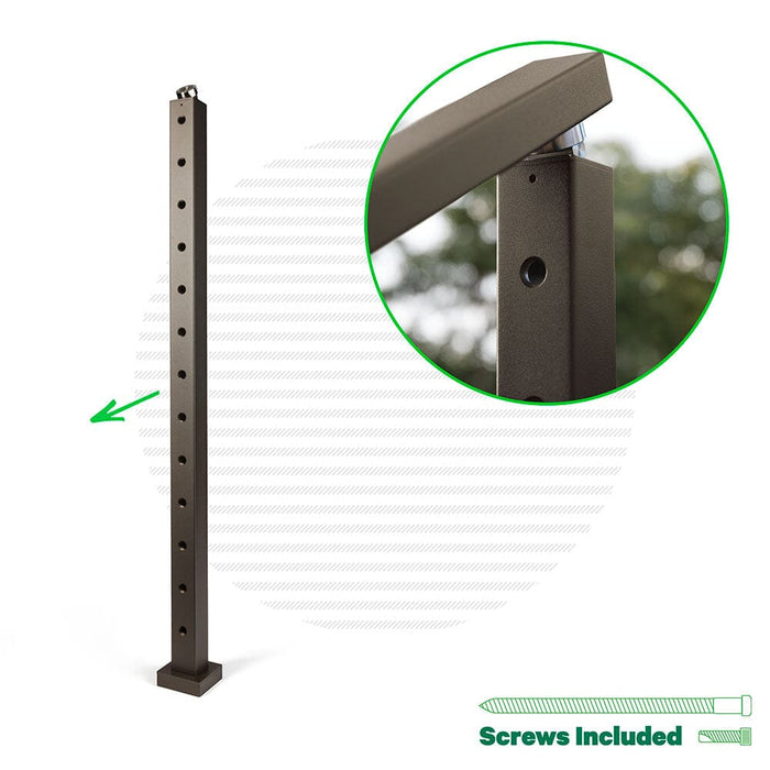 Signature Classic Top Mount Terminal Post Posts Cable Bullet Top of Stair End Post 42" (13 Cables) Bronze