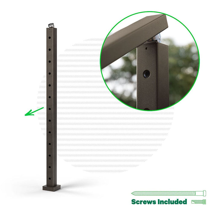 Signature Classic Top Mount Terminal Post Posts Cable Bullet Top of Stair End Post 42" (13 Cables) Bronze