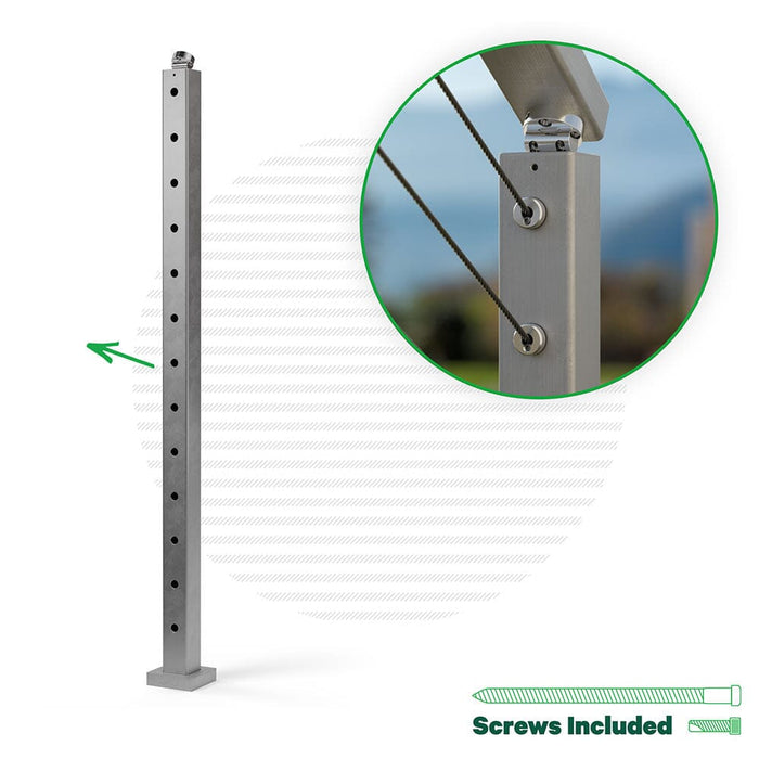 Signature Select Top Mount Terminal Post Cable Bullet Bottom of Stair Pivot End Post 42" (13 Cables) 