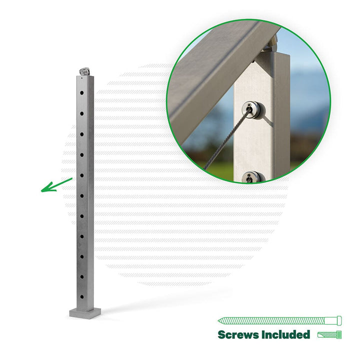 Signature Select Top Mount Terminal Post Cable Bullet Top of Stair Pivot End Post 36" (11 Cables) 