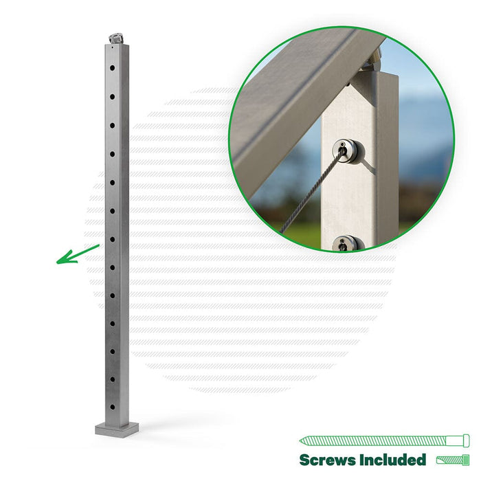 Signature Select Top Mount Terminal Post Cable Bullet Top of Stair Pivot End Post 42" (13 Cables) 
