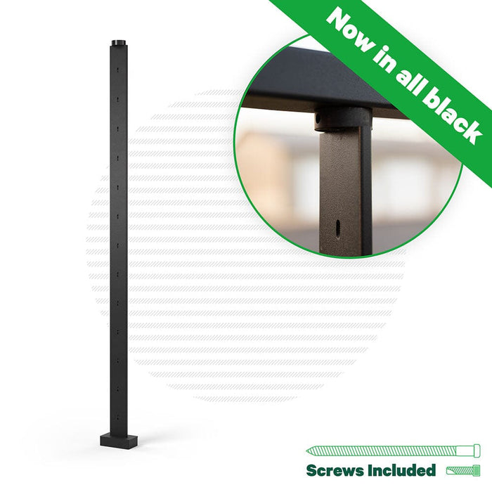 Signature Series Top Mount Cable Railing Line Post | Black Finish Posts Cable Bullet 42" (13 Cables) Flat Black (Fine Texture) Level Run Line Post
