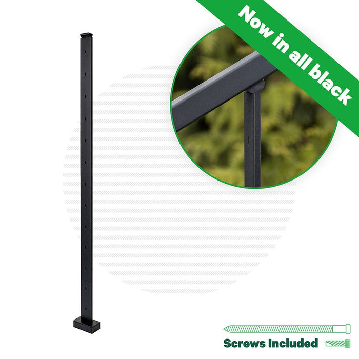 Signature Series Top Mount Cable Railing Line Post | Black Finish Posts Cable Bullet 42" (13 Cables) Flat Black (Fine Texture) Stair Run Line Post