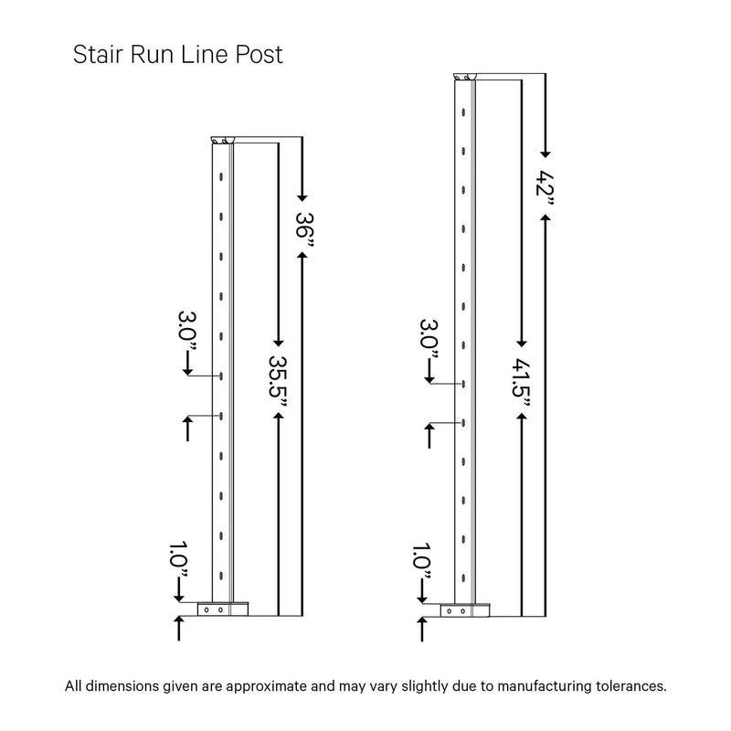 Signature Series Top Mount Cable Railing Line Post | Black Finish Posts Cable Bullet 