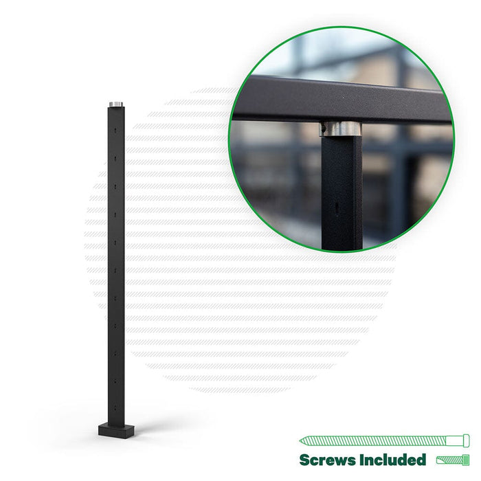Signature Series Top Mount Cable Railing Line Post Posts Cable Bullet 36" (11 Cables) Flat Black (Fine Texture) Level Run Line Post
