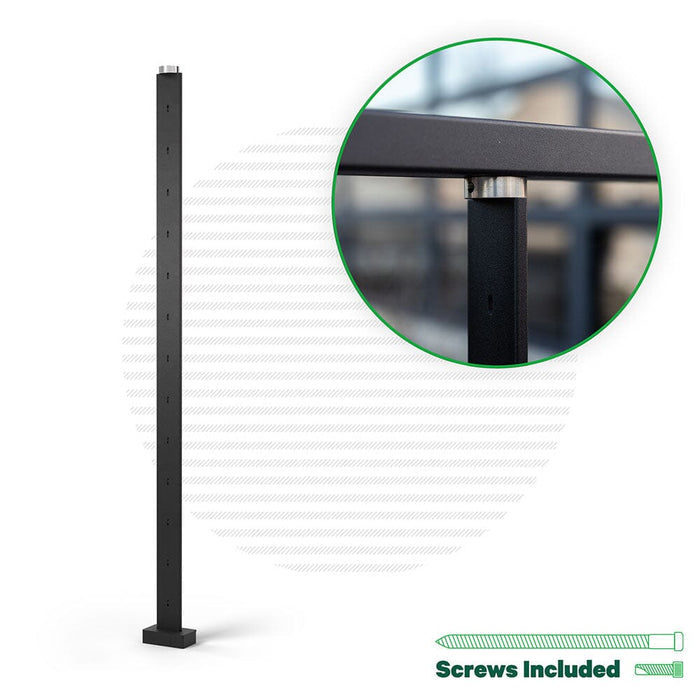 Signature Series Top Mount Cable Railing Line Post Posts Cable Bullet 42" (13 Cables) Flat Black (Fine Texture) Level Run Line Post