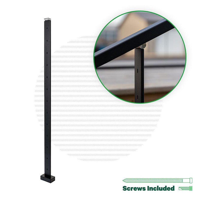 Signature Series Top Mount Cable Railing Line Post Posts Cable Bullet 42" (13 Cables) Flat Black (Fine Texture) Stair Run Line Post