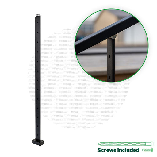 Signature Series Top Mount Cable Railing Line Post Posts Cable Bullet 42" (13 Cables) Flat Black (Fine Texture) Stair Run Line Post