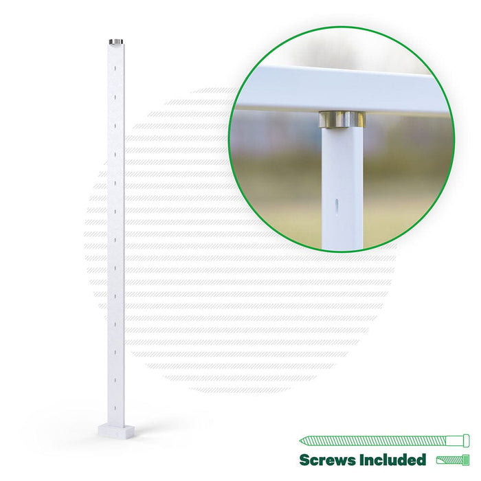 Signature Series Top Mount Cable Railing Line Post Posts Cable Bullet 42" (13 Cables) Flat White (Fine Texture) Level Run Line Post