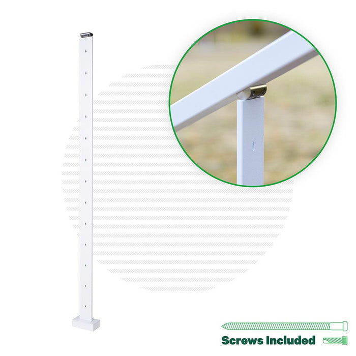 Signature Series Top Mount Cable Railing Line Post Posts Cable Bullet 42" (13 Cables) Flat White (Fine Texture) Stair Run Line Post