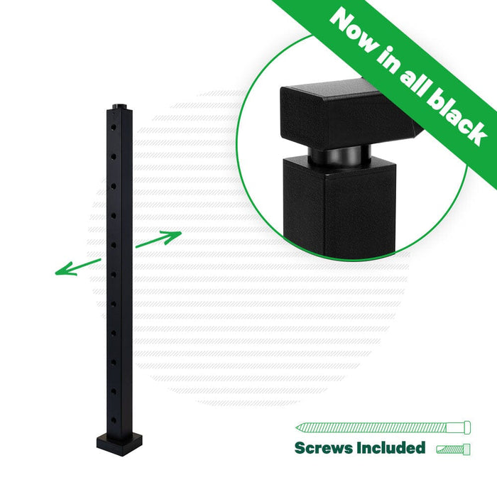 Signature Series Top Mount Cable Railing Terminal Post | Black Finish Posts Cable Bullet 2-Way Post 36" (11 Cables) Flat Black (Fine Texture)
