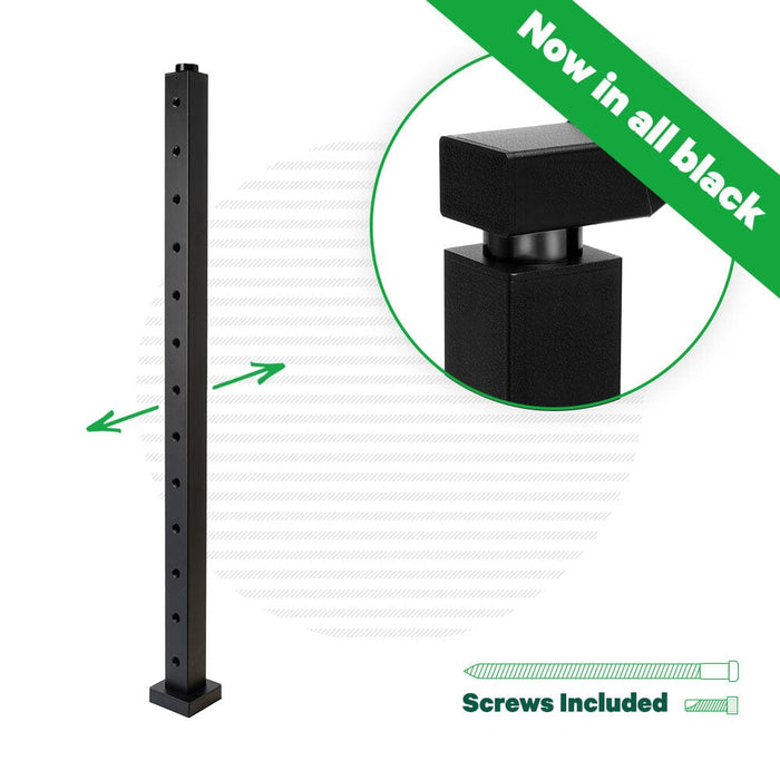 Signature Series Top Mount Cable Railing Terminal Post | Black Finish Posts Cable Bullet 2-Way Post 42" (13 Cables) Flat Black (Fine Texture)