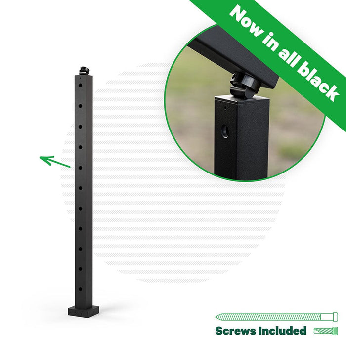 Signature Series Top Mount Cable Railing Terminal Post | Black Finish Posts Cable Bullet Bottom Stair End Post 36" (11 Cables) Flat Black (Fine Texture)