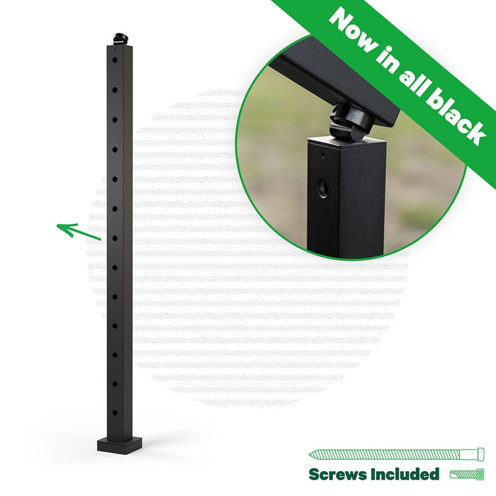 Signature Series Top Mount Cable Railing Terminal Post | Black Finish Posts Cable Bullet Bottom Stair End Post 42" (13 Cables) Flat Black (Fine Texture)