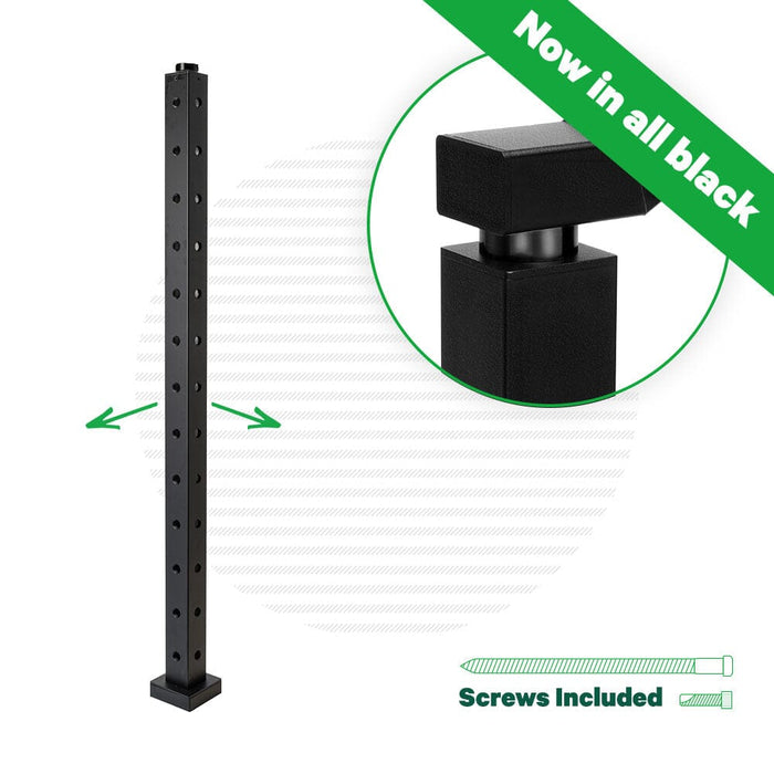 Signature Series Top Mount Cable Railing Terminal Post | Black Finish Posts Cable Bullet Corner Post 42" (13 Cables) Flat Black (Fine Texture)