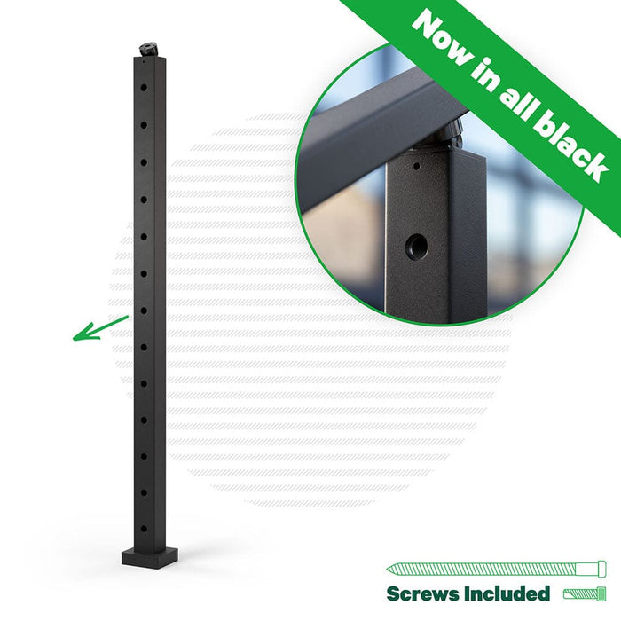 Signature Series Top Mount Cable Railing Terminal Post | Black Finish Posts Cable Bullet Top Stair End Post 42" (13 Cables) Flat Black (Fine Texture)