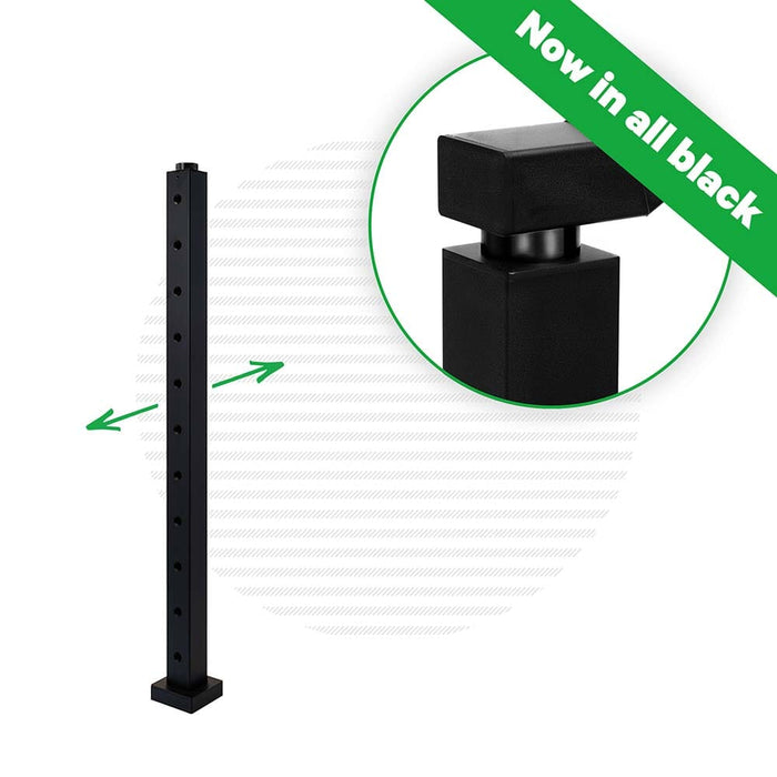 Signature Series Top Mount Cable Railing Terminal Post Posts Cable Bullet 2-Way Post 36" (11 Cables) Flat Black (Fine Texture)