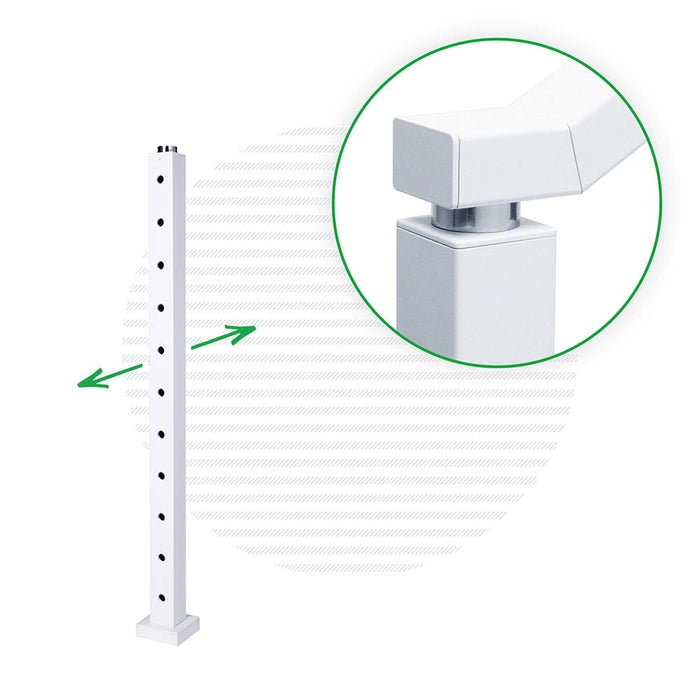 Signature Series Top Mount Cable Railing Terminal Post Posts Cable Bullet 2-Way Post 36" (11 Cables) Flat White (Fine Texture)