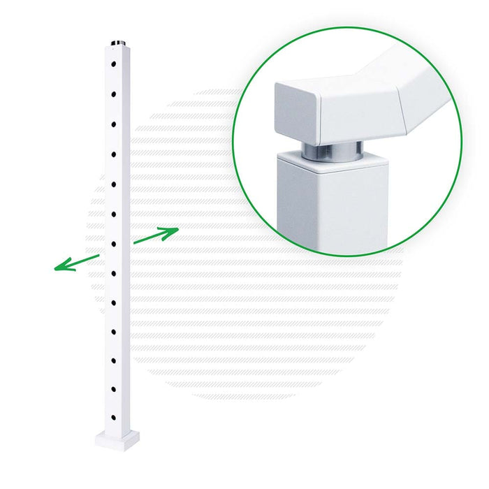 Signature Series Top Mount Cable Railing Terminal Post Posts Cable Bullet 2-Way Post 42" (13 Cables) Flat White (Fine Texture)