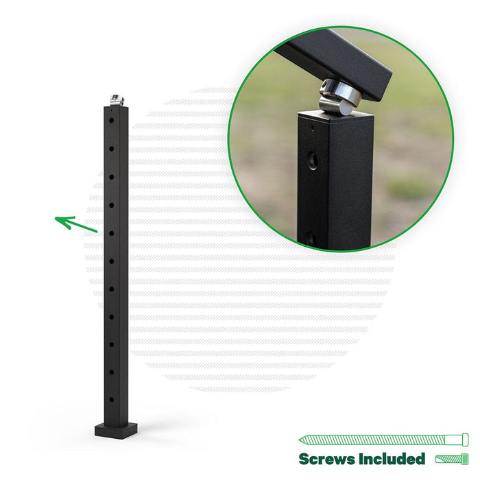 Signature Series Top Mount Cable Railing Terminal Post Posts Cable Bullet Bottom Stair End Post 36" (11 Cables) Flat Black (Fine Texture)