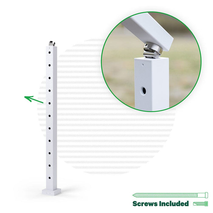Signature Series Top Mount Cable Railing Terminal Post Posts Cable Bullet Bottom Stair End Post 36" (11 Cables) Flat White (Fine Texture)