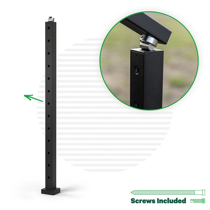 Signature Series Top Mount Cable Railing Terminal Post Posts Cable Bullet Bottom Stair End Post 42" (13 Cables) Flat Black (Fine Texture)