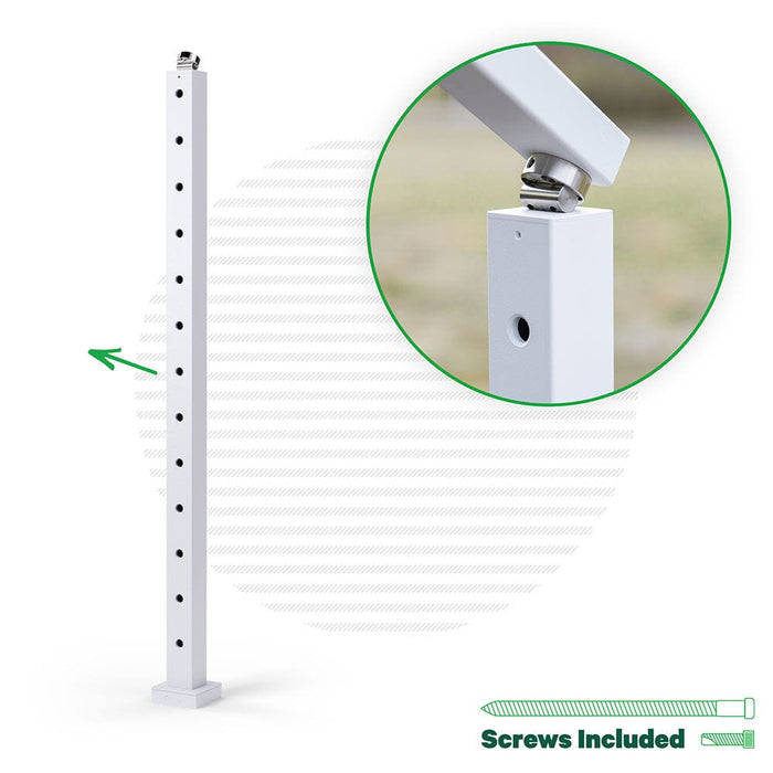 Signature Series Top Mount Cable Railing Terminal Post Posts Cable Bullet Bottom Stair End Post 42" (13 Cables) Flat White (Fine Texture)