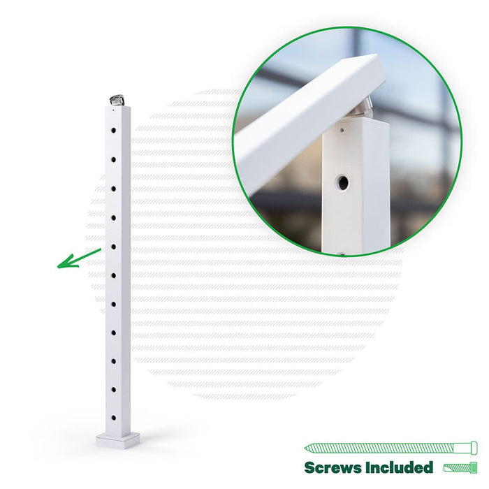 Signature Series Top Mount Cable Railing Terminal Post Posts Cable Bullet Top Stair End Post 36" (11 Cables) Flat White (Fine Texture)