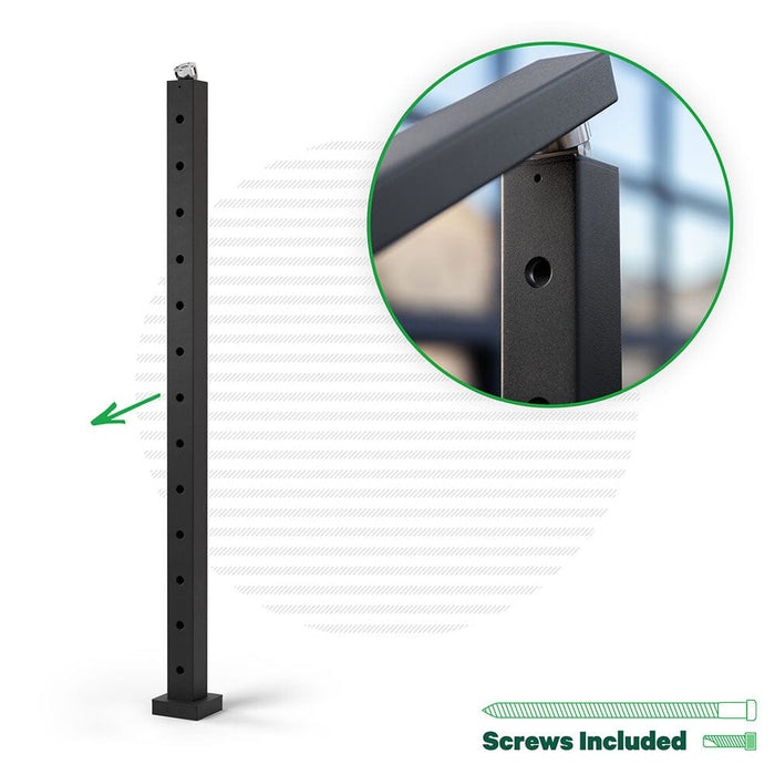 Signature Series Top Mount Cable Railing Terminal Post Posts Cable Bullet Top Stair End Post 42" (13 Cables) Flat Black (Fine Texture)
