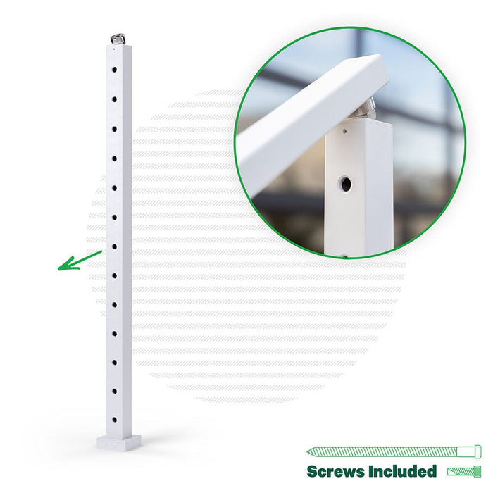 Signature Series Top Mount Cable Railing Terminal Post Posts Cable Bullet Top Stair End Post 42" (13 Cables) Flat White (Fine Texture)