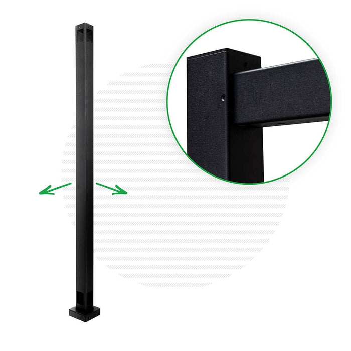 Summit Series Top Mount Vertical Cable Railing Terminal Post Posts Cable Bullet 42" Flat Black (Fine Texture) Corner Post