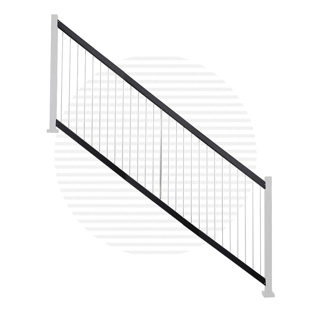 Cable Bullet Stair Railing Summit Series Vertical Cable Railing Stair Panel — Cable Bullet